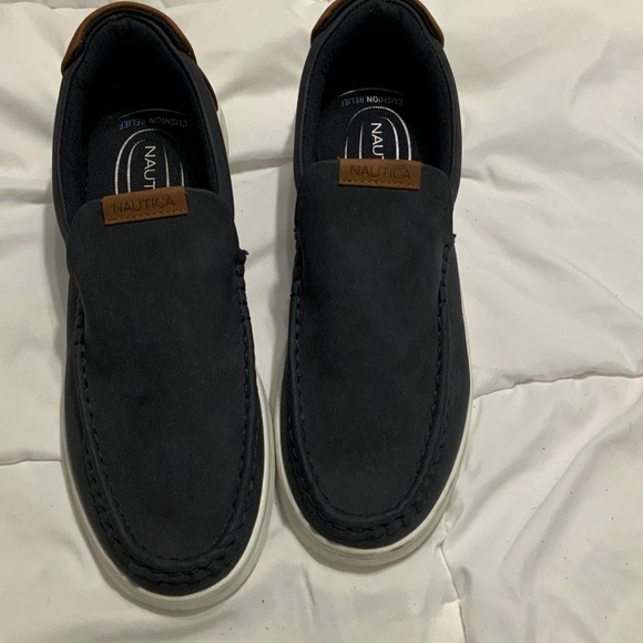 Nautica Men's Navy and Brown Slip-On Comfort Loafers - Picture 1 of 5